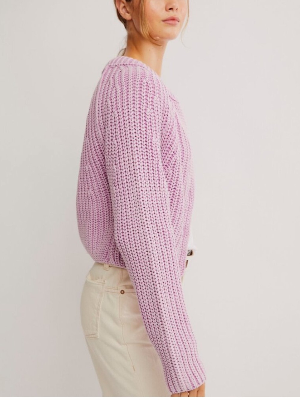 Free People Lilac Cropped Sweet Nothing Cardi - Picture 2 of 11